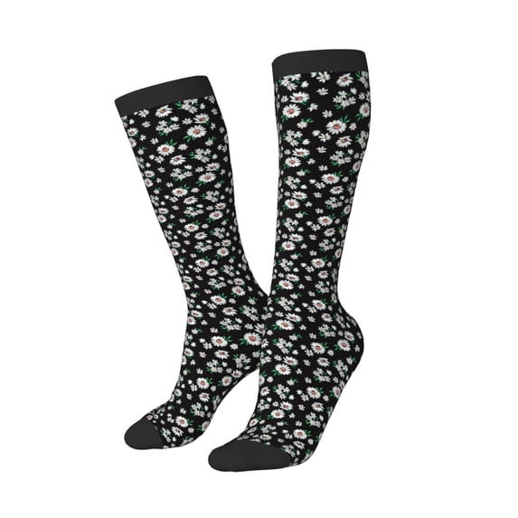 Lsque Daisies Flowers Printed Crew Socks Men's Women's LightWeight Thin Casual Calf Socks ,Knee High Socks,Cotton Socks