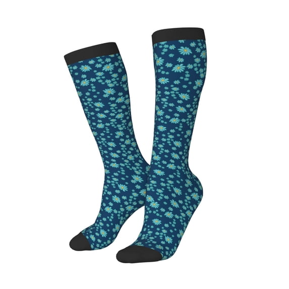 Lsque Daisies Flowers Printed Crew Socks Men's Women's LightWeight Thin Casual Calf Socks ,Knee High Socks,Cotton Socks