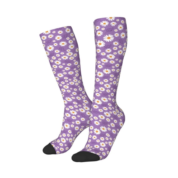 Lsque Daisies Flowers Printed Crew Socks Men's Women's LightWeight Thin Casual Calf Socks ,Knee High Socks,Cotton Socks