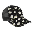 thumbnail image 1 of Lsque Daisies Flowers Printed Trucker Hat - Baseball Cap for Men Women - Breathable Mesh Side, Adjustable Fit - for Casual Wear, 1 of 7