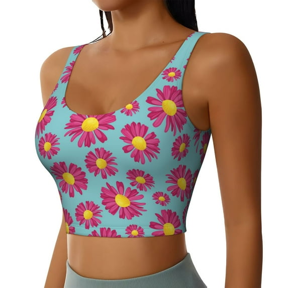 Lsque Daisies Flowers Printed Women'S Sports Bra, Compression, Moisture Wicking, High-Impact Sports Bra For Women,Supportive sports bra-X-Large