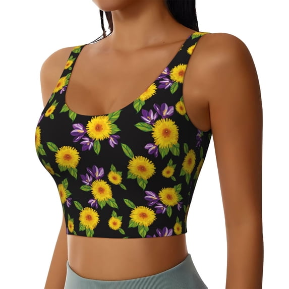 Lsque Daisies Flowers Printed Women'S Sports Bra, Compression, Moisture Wicking, High-Impact Sports Bra For Women,Supportive sports bra-X-Large
