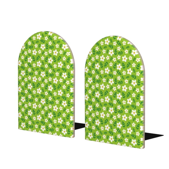 Lsque Daisies Flowers Printed Wood Bookends,Non-Skid Bookend for Shelves,Heavy Duty Support Bookends,Non-Slip Foam Pads for Office, Home, and Library,1 Pair