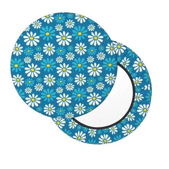 Lsque Daisies Flowers Round Bar chair cushion covers Velvet Fabric Premium Comfort Protects from Scratches and Stains for 14-17 Inch Chair- 13 inch