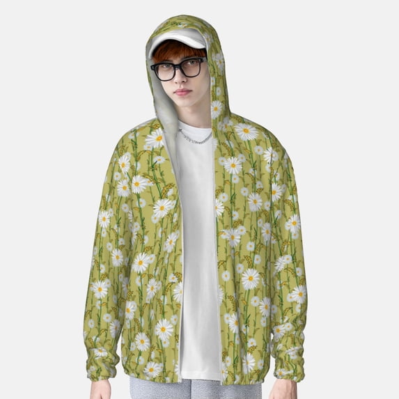 Lsque Daisies Flowers UPF 50+ Lightweight Sun Protection Men's Women's Long Sleeve Shirt, Hoodie Performance -Large