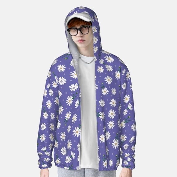 Lsque Daisies Flowers UPF 50+ Lightweight Sun Protection Men's Women's Long Sleeve Shirt, Hoodie Performance -Medium