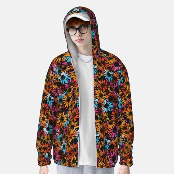 Lsque Daisies Flowers UPF 50+ Lightweight Sun Protection Men's Women's Long Sleeve Shirt, Hoodie Performance -X-Large