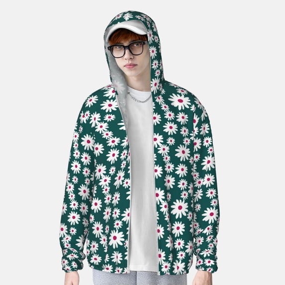 Lsque Daisies Flowers UPF 50+ Lightweight Sun Protection Men's Women's Long Sleeve Shirt, Hoodie Performance -XX-Large