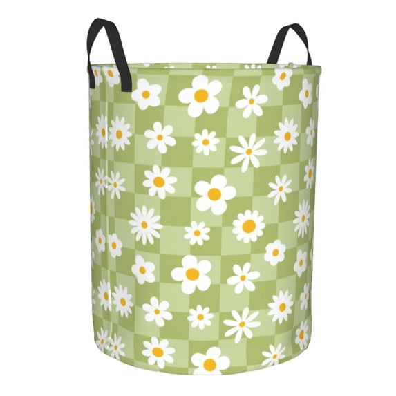 Lsque Daisies Flowers pattern Laundry Hamper Basket, Tall Woven Rope Hamper Basket for Clothes, Lightweight Storage Basket, Collapsible Waterproof-