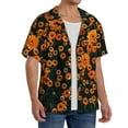 thumbnail image 1 of Lsque Daisies print Men's Cuban Collar Short Sleeve Shirt Summer Beachwear Casual Button Down Fashionable Vacation Leisure Shirt-Medium, 1 of 7