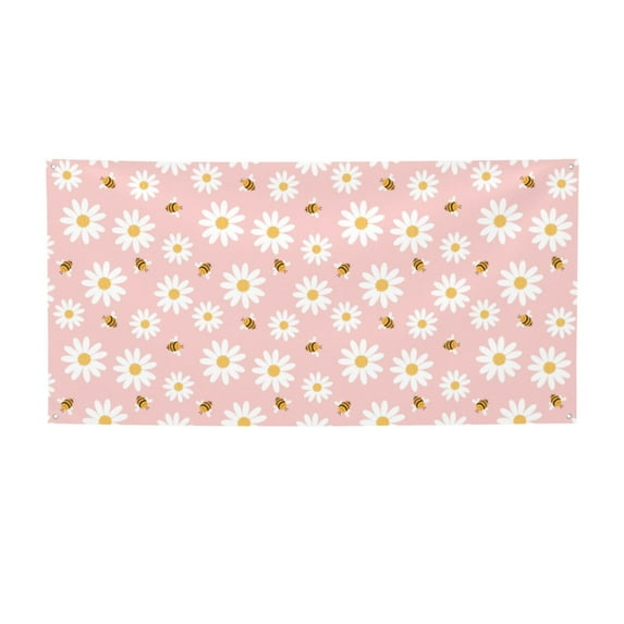 Lsque Daisy And Bee Pattern Party Banner, Festive Banner , Holiday Celebrations and Events for Carnival Birthday Party Festival Decorations-Medium