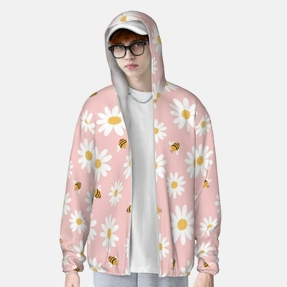 Lsque Daisy And Bee UPF 50+ Lightweight Sun Protection Men's Women's Long Sleeve Shirt, Hoodie Performance -Large