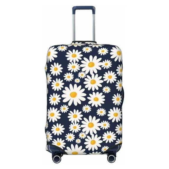 Lsque Daisy Floral Printed Luggage Cover, Travel Luggage Protector,Scratch and Dirt Resistant, Fits 18-32 Inch Luggage - X-Large