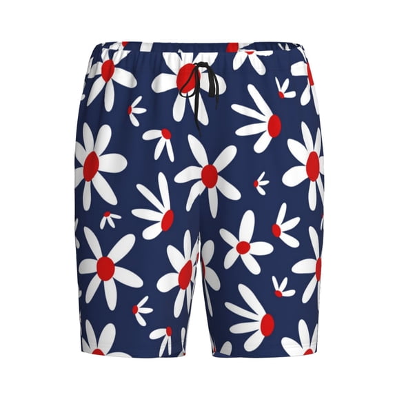 Lsque Daisy Flowers Mens Sleep Pajama Shorts,Short Pajama Pants, Cotton Ultra-Soft Knit-4X-Large