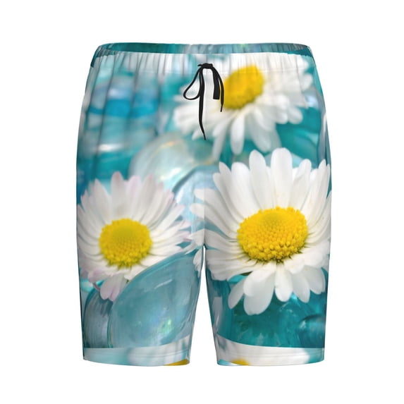 Lsque Daisy Flowers Mens Sleep Pajama Shorts,Short Pajama Pants, Cotton Ultra-Soft Knit-XX-Large