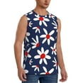 thumbnail image 1 of Lsque Daisy Flowers Print Men's Cotton Blend Sleeveless Muscle Shirts (S-3XL)- Moisture Wicking, Odor Protection, UPF 30+,Medium, 1 of 8