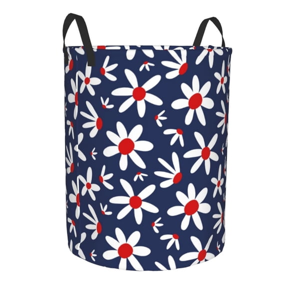 Lsque Daisy Flowers pattern Laundry Hamper Basket, Tall Woven Rope Hamper Basket for Clothes, Lightweight Storage Basket, Collapsible Waterproof-Small