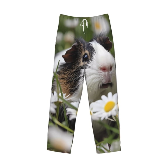 Lsque Daisy Guinea Pig Print Men's Pajama Pants, Lounge Pant - Comfortable Home Wear,Elastic Waistband, Stylish Design-Large