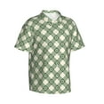 thumbnail image 1 of Lsque Daisy Plaid Green pattern Hawaiian Shirt for Men, Unisex Summer Beach Casual Short Sleeve Button Down Shirts-Small, 1 of 9