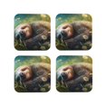 thumbnail image 1 of Lsque Daisy Sleeping Sloth Pattern 4" Drink Coasters Set of 4, PVC Leather Absorbent Coasters, Table Coaster Set Decorative Coffee Cup Coasters Housewarming Gift -Square, 1 of 6