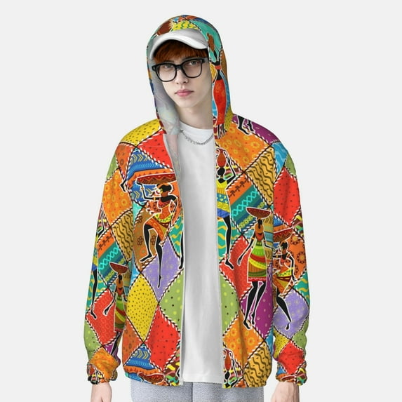 Lsque Dancing African Womans UPF 50+ Lightweight Sun Protection Men's Women's Long Sleeve Shirt, Hoodie Performance -XX-Large