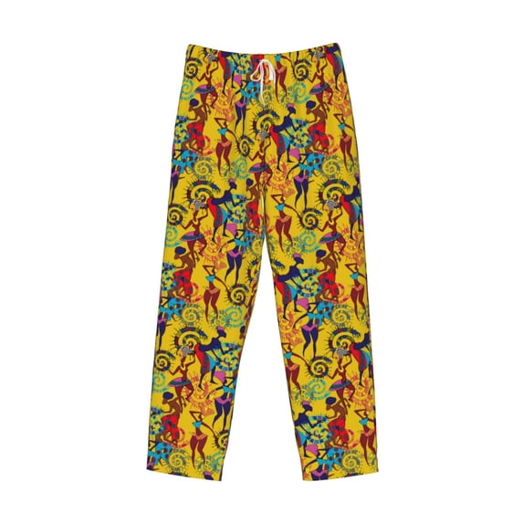 Lsque Dancing African Women Print Men's Pajama Pants, Lounge Pant - Comfortable Home Wear,Elastic Waistband, Stylish Design-Small