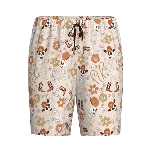 Lsque Dancing Cowboy Skeleton Mens Sleep Pajama Shorts,Short Pajama Pants, Cotton Ultra-Soft Knit-3X-Large