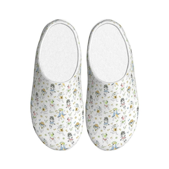 Lsque Dancing Dogs Pattern Womens Comfort Cotton on Scuff With Memory Foam and Anti-skid Sole Slipper-35/36