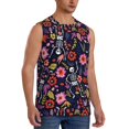 thumbnail image 1 of Lsque Dancing Skeletons Floral Garden Print Men's Cotton Blend Sleeveless Muscle Shirts (S-3XL)- Moisture Wicking, Odor Protection, UPF 30+,Small, 1 of 8
