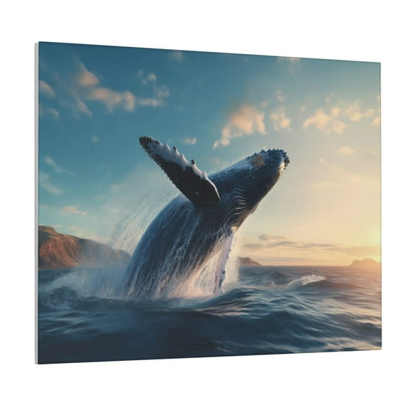 Lsque Dancing Whale Print Wall Art – Decorative Picture for Living Room, Bedroom, and Office (Horizontal)