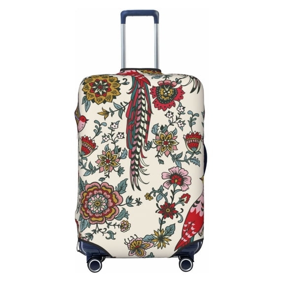 Lsque Dark Enchanted Flowers And Birds Printed Luggage Cover, Travel Luggage Protector,Scratch and Dirt Resistant, Fits 18-32 Inch Luggage - X-Large
