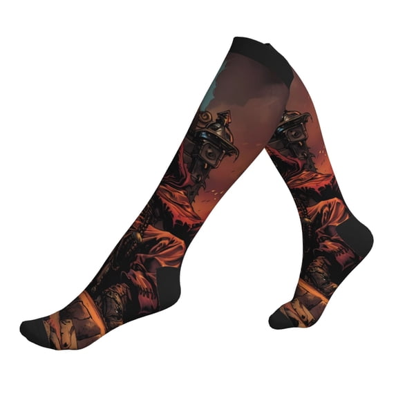Lsque Dark Skull King Throne Pattern Sport Compression Socks for Men & Women 15-20 mmHg Knee High Nurse Pregnant Running Medical and Travel Athletic