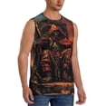 thumbnail image 1 of Lsque Dark Skull King Throne Print Men's Cotton Blend Sleeveless Muscle Shirts (S-3XL)- Moisture Wicking, Odor Protection, UPF 30+,Large, 1 of 8