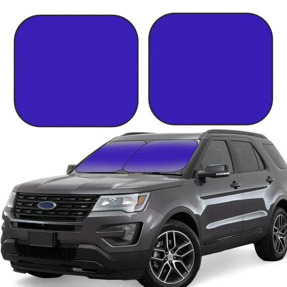 Lsque Darkblue 2 PCS Windshield Sun Shade | CarFoldable Window Covers | Car Accessories Reflect UV for Universal Cars SUV Truck | Medium