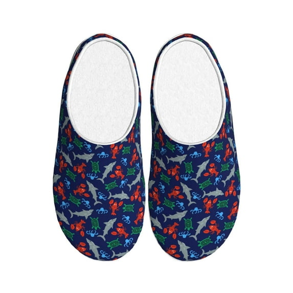 Lsque Deep Down In The Ocean Pattern Womens Comfort Cotton on Scuff With Memory Foam and Anti-skid Sole Slipper-37/38