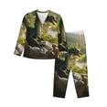 thumbnail image 1 of Lsque Deep Forest Stone Green Dragon Pattern Long Sleeve Pajama Set for Women - Soft 2-Piece Sleepwear and Loungewear Set with Pockets, Comfy Nightwear-XX-Large, 1 of 7