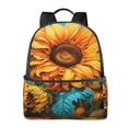 thumbnail image 1 of Lsque Deep Yellow Colorful Sunflower Pattern Backpack – School Travel Canvas Daypack with Ergonomic Padded Straps, Multiple Compartments & Leather Handle, 1 of 5