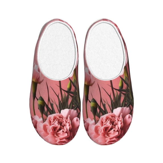 Lsque Delicate Pink Carnations A Pattern Womens Comfort Cotton on Scuff With Memory Foam and Anti-skid Sole Slipper-39/40