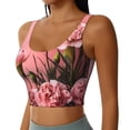 thumbnail image 1 of Lsque Delicate Pink Carnations A Printed Women'S Sports Bra, Compression, Moisture Wicking, High-Impact Sports Bra For Women,Supportive sports bra-X-Large, 1 of 9