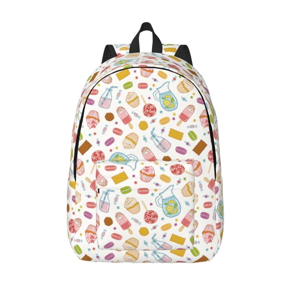 Lsque Dessert Pattern Canvas Daypack, Durable Backpack, High-quality Versatile Backpack,Vintage Compact Backpack-Small