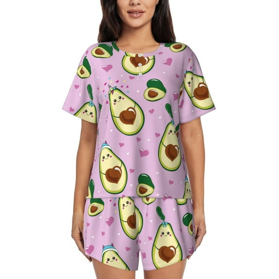 Lsque Different Avocados Women's Short-Sleeved Pajama Set - 2 Piece Soft and Lightweight Sleepwear Set-