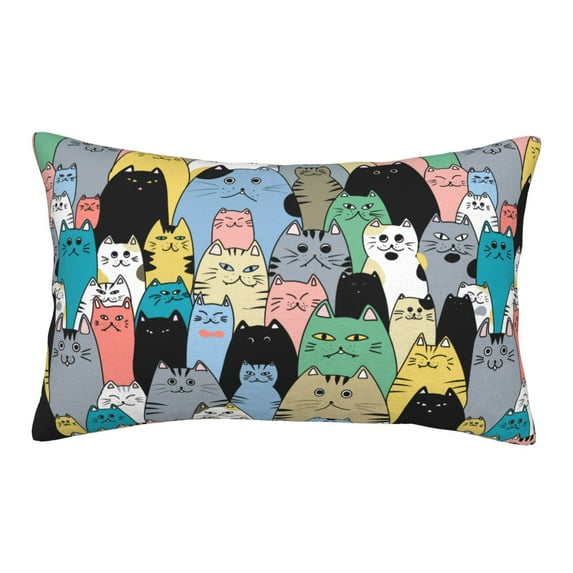 Lsque Different Cats Pattern Pillow Case – Soft & Cozy Throw Pillow Cover, Hypoallergenic Cushion Case for Sleeping Women with Envelope Closure-20"x30"