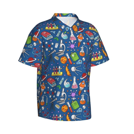 Lsque Different Chemical Things pattern Hawaiian Shirt for Men, Unisex Summer Beach Casual Short Sleeve Button Down Shirts-Small