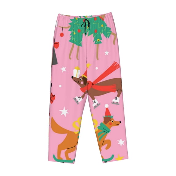 Lsque Different Dogs Christmas Print Women's Pajama Pants, Lounge Pant - Comfortable Home Wear,Elastic Waistband, Stylish Design-Small