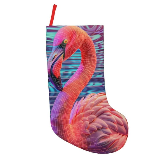 Lsque Digital Flamingo Vibrant Art Pattern 18 Inch Christmas Stockings, Festive Holiday Stocking for Christmas Decorations Holiday Decor