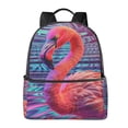 thumbnail image 1 of Lsque Digital Flamingo Vibrant Art Pattern Backpack – School Travel Canvas Daypack with Ergonomic Padded Straps, Multiple Compartments & Leather Handle, 1 of 5