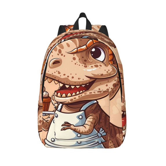 Lsque Dinosaur Baking Delight Pattern Canvas Daypack, Durable Backpack, High-quality Versatile Backpack,Vintage Compact Backpack-Medium