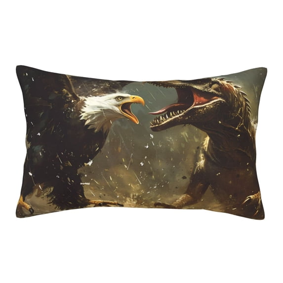 Lsque Dinosaur Bald Eagle Pattern Pillow Case – Soft & Cozy Throw Pillow Cover, Hypoallergenic Cushion Case for Sleeping Women with Envelope Closure-14"x20"