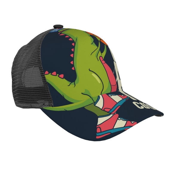 Lsque Dinosaur Basketball Player Printed Trucker Hat - Baseball Cap for Men Women - Breathable Mesh Side, Adjustable Fit - for Casual Wear