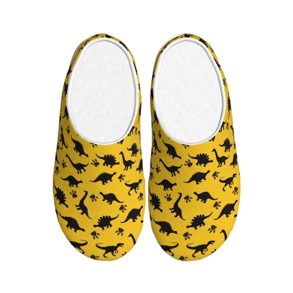 Lsque Dinosaur Pattern Womens Comfort Cotton on Scuff With Memory Foam and Anti-skid Sole Slipper-39/40